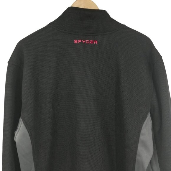 Spyder Mens Raider 2.0 Full Zip Jacket Size XL Black Red Logo Sweater Ribbed - Picture 11 of 14
